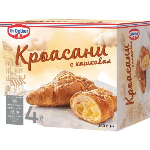 Dr. Oetker замразени кроасани с кашкавал, 4 бр. x 90 г (360 г)