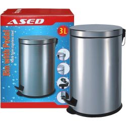 Кош за отпадъци с педал 3 л, кръгъл хром (1 бр.)