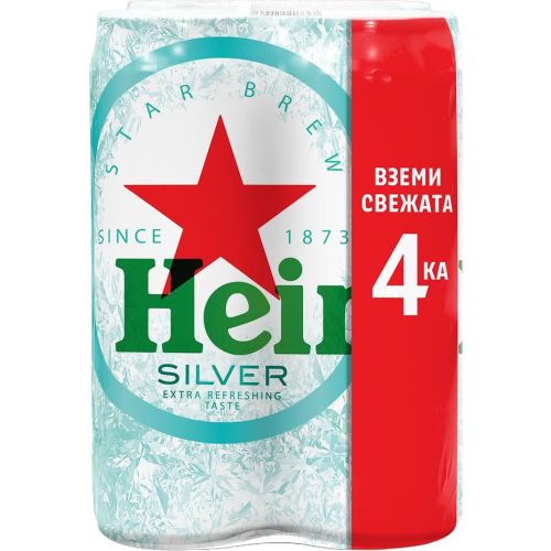 Heineken Silver бира в кен, 4 бр. х 500 мл (2 л)