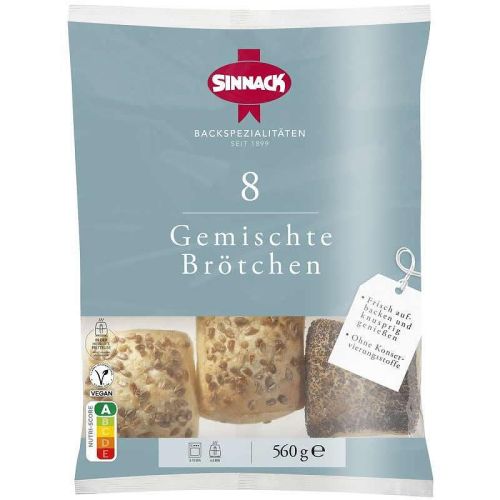 Sinnack пшенични хлебчета за фурна с поръска, асорти (560 г)