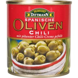 Feinkost Dittmann испански зелени маслини с паста от чили (85 г)