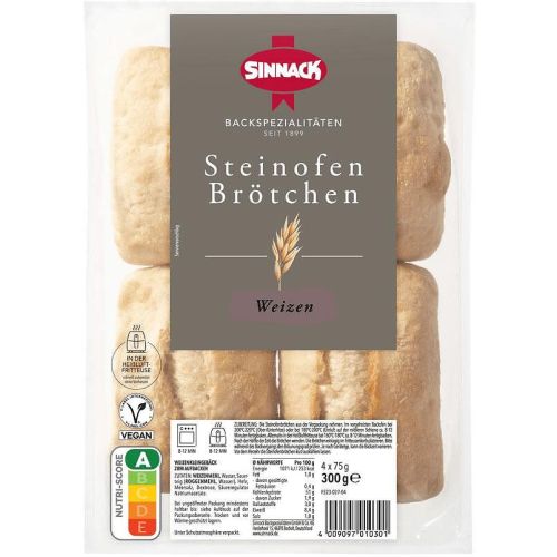 Sinnack хлебчета на каменна пещ за фурна, 4 бр. х 75 г (300 г)