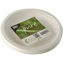 Papstar Pure чинии от захарна тръстика, бели, 18 см (12 бр.)