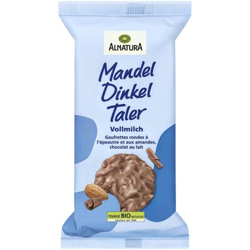 Alnatura био бисквити от спелта с бадеми и млечен шоколад (100 г)