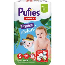 Pufies Fashion & Nature бебешки гащички, размер 5, 12 кг - 17 кг (40 бр.)