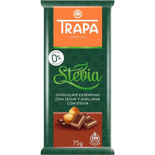 Trapa млечен шоколад със стевия и лешници (75 г)