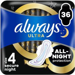 Always Ultra Secure Night дамски превръзки, размер 4 (36 бр.)