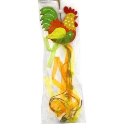 Декорация от дърво пъстър петел, 35 см (1 бр.)