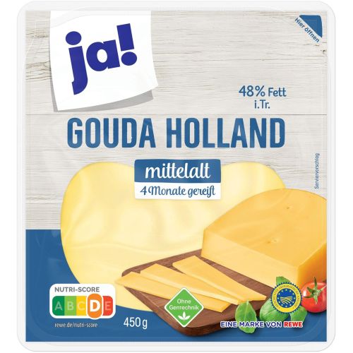 JA! сирене гауда, средно узряло 48% (450 г)