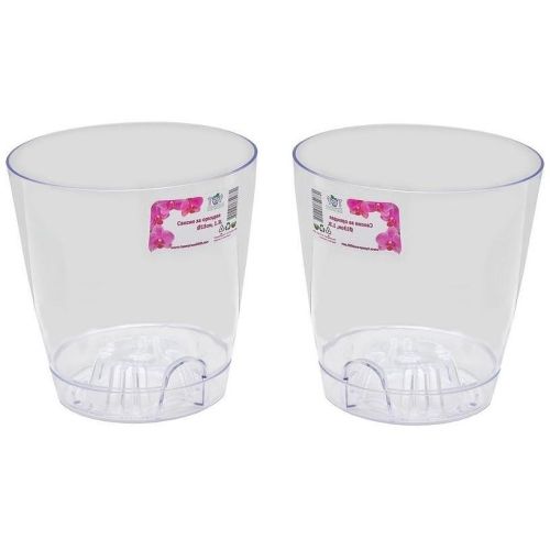 Саксия за орхидея с подложка, Ф 13 см, бяла (2 бр.)