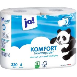 JA! трипластова тоалетна хартия, 4 бр. х 220 къса (4 бр.)