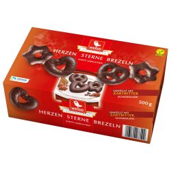 Weiss меденки с натурален шоколад като сърца, звезди и бретцели (500 г)