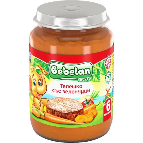 Bebelan пюре телешко със зеленчуци, 6+ месеца (190 г)