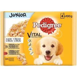 Pedigree пауч джуниър с пилешко месо, говеждо месо и ориз, 4 бр. х 100 г (400 г)