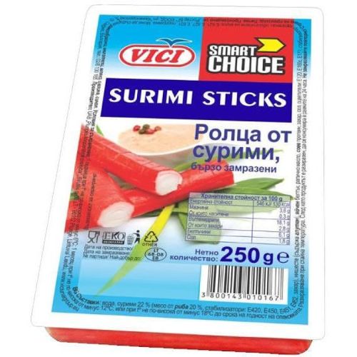 Vici рулца от сурими раци, бързо замразени 22% (250 г)