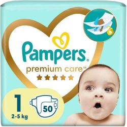 Pampers Premium Care пелени New Born 1, 2 кг - 5 кг (50 бр.)