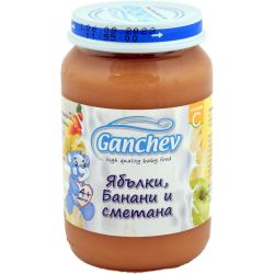 Ганчев десерт ябълки, банани и сметана, 4+ месеца (190 г)