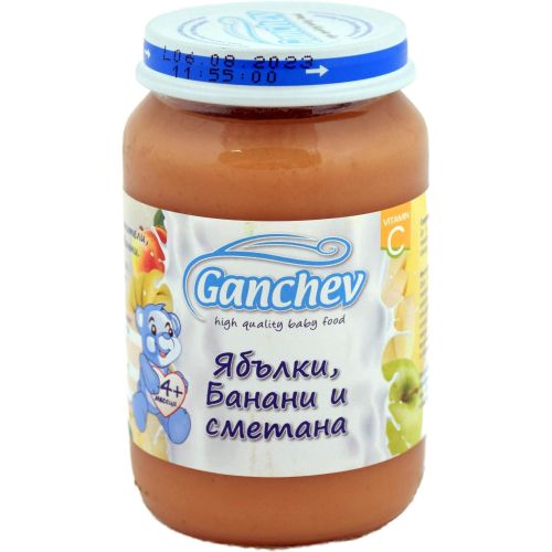 Ганчев десерт ябълки, банани и сметана, 4+ месеца (190 г)
