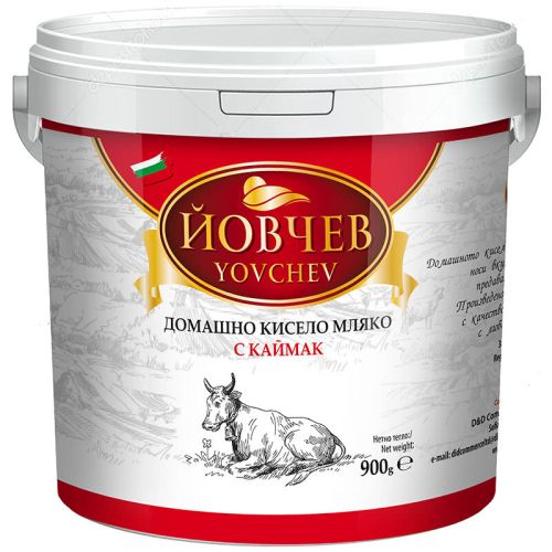 Йовчев домашно краве кисело мляко с каймак (990 г)