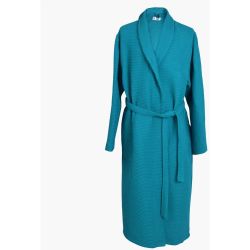 PNG халат за баня вафел с шал яка, цвят петрол, размер M (1 бр.)