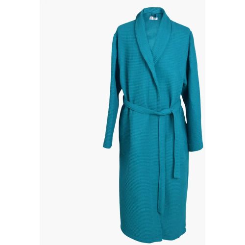 PNG халат за баня вафел с шал яка, цвят петрол, размер M (1 бр.)