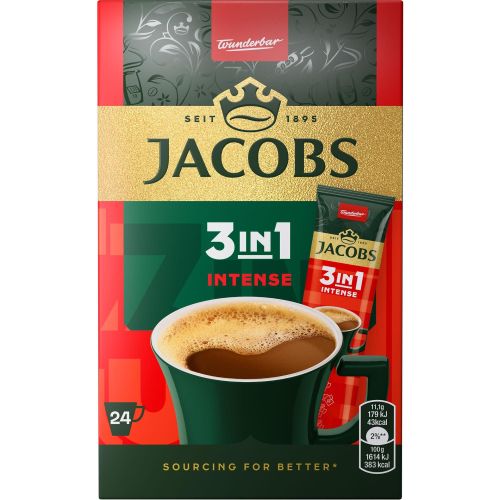 Jacobs Intense 3in1 разтворимо кафе, 24 бр. х 11.1 г (266.4 г)