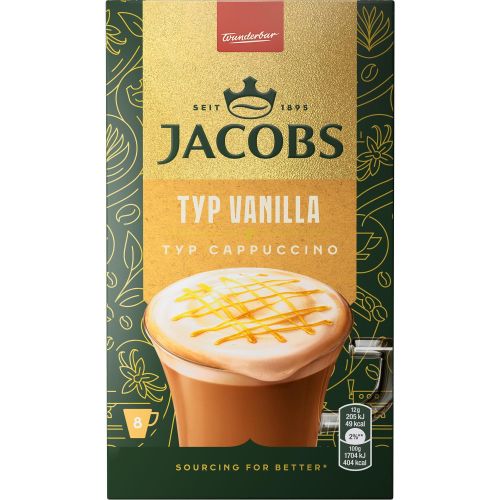 Jacobs Капучино ванилия разтворимо кафе, кутия, 8 бр. х 12 г (96 г)