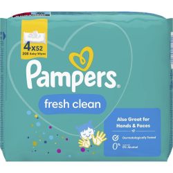 Pampers Fresh влажни кърпички, 4 х 52 бр. (208 бр.)