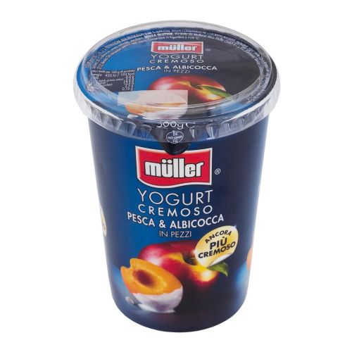 Müller йогурт с парченца плод праскова и кайсия (500 г)