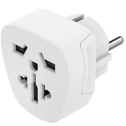 Hama Travel адаптер E и F, 3-PIN World-EU, бял (1 бр.)