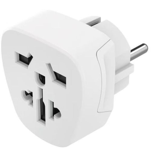 Hama Travel адаптер E и F, 3-PIN World-EU, бял (1 бр.)
