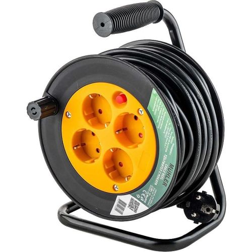 Muhler удължител с макара, 4 гнезда, дължина 15 м (1 бр.)