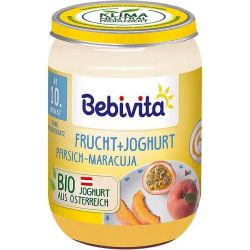 Bebivita пюре йогурт, праскова и маракуя, от 10м (190 г)