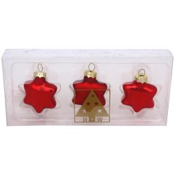 Играчка за елха, червени звезди, стъкло, 5 см, 3 бр. (1 бр.)