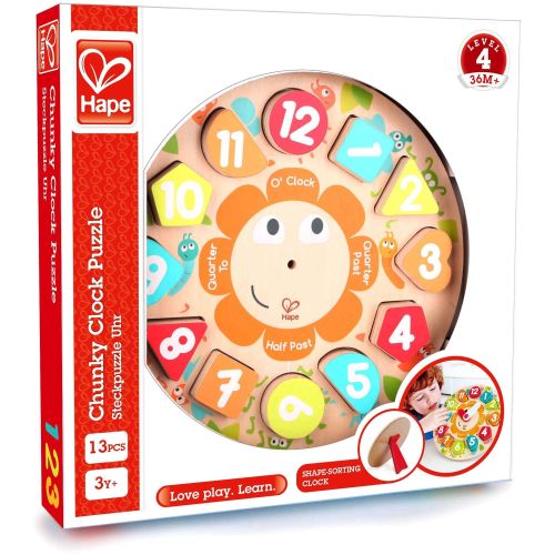 Hape дървен пъзел и часовник (1 бр.)