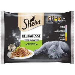 Sheba пауч желе, микс селекция, храна за котки, 4 бр. х 85 г (340 г)