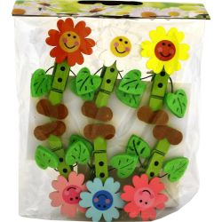 Декорация щипки с цветя, 6 бр. х 5 см (6 бр.)