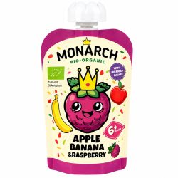 Monarch био пюре ябълка, банан и малина 6м+ (100 г)