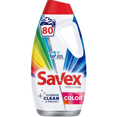 Savex 2in1 Color течен препарат за пране, 80 пранета (3.6 л)