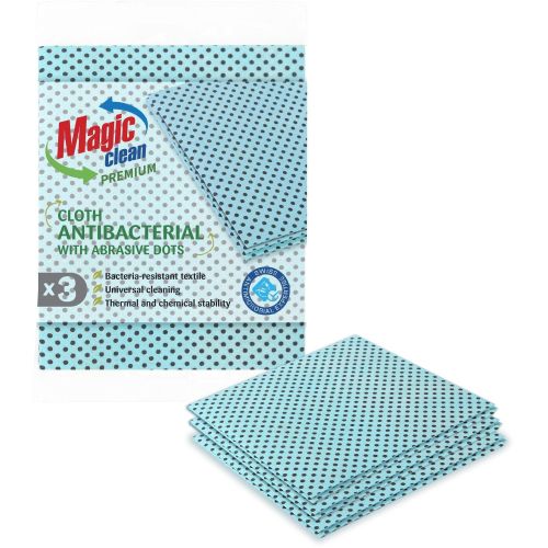 Magic Clean Premium антибактериална кърпа с абразивни точки (3 бр.)