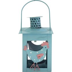 Метален свещник светло син, 6.5 см х 6.5 см х 12 см (1 бр.)