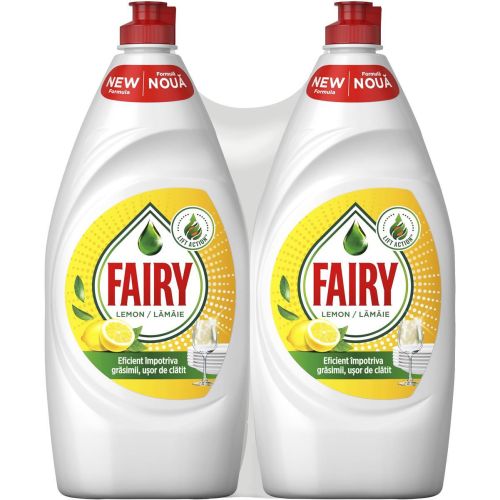 Fairy Lemon препарат за измиване на съдове, 2 бр. х 900 мл (1.8 л)