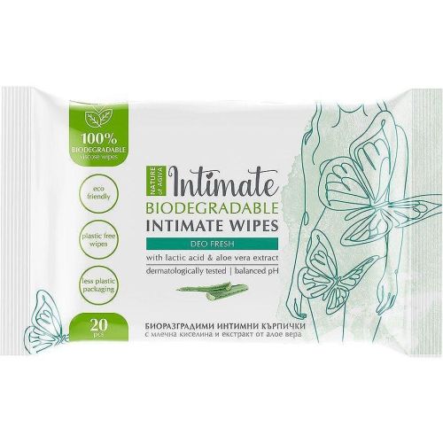 Nature of Agiva влажни интимни кърпи алое, биоразградими (20 бр.)
