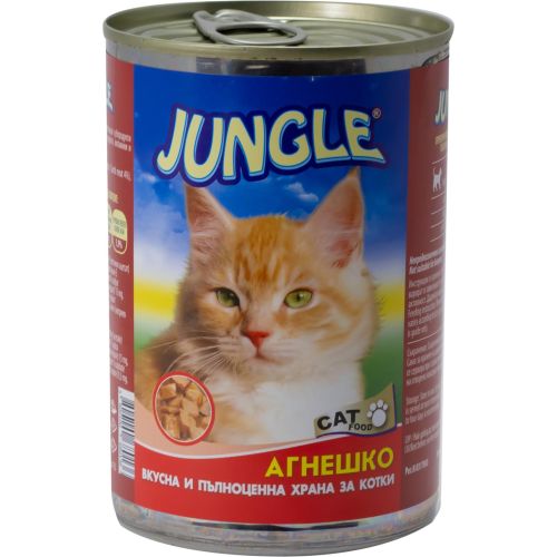 Jungle храна за котки хапки агне и пуйка, консерва (410 г)