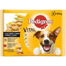 Pedigree Adult кучешка храна пауч говеждо дроб пилешко зеленчуци в сос, 4 бр. x 100 г (400 г)