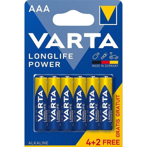 Varta Longlife Power алкални батерии AAA, 4 бр. + 2 бр. (6 бр.)