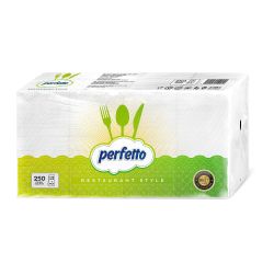 Perfetto бели еднопластови сгънати салфетки, 33 см х 33 см (250 бр.)