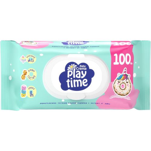 Baby Crema Play Time влажни кърпи с капак (100 бр.)