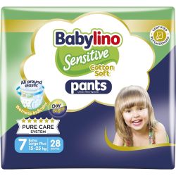 Babylino Sensitive Cotton Soft гащички 7, 15 - 25 кг (28 бр.)