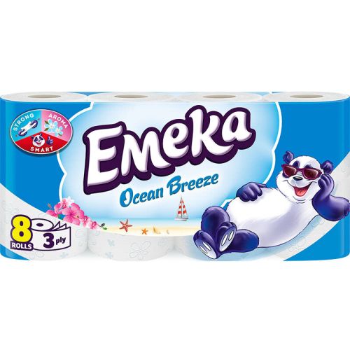 Emeka тоалетна хартия, трипластова, океански бриз (8 бр.)